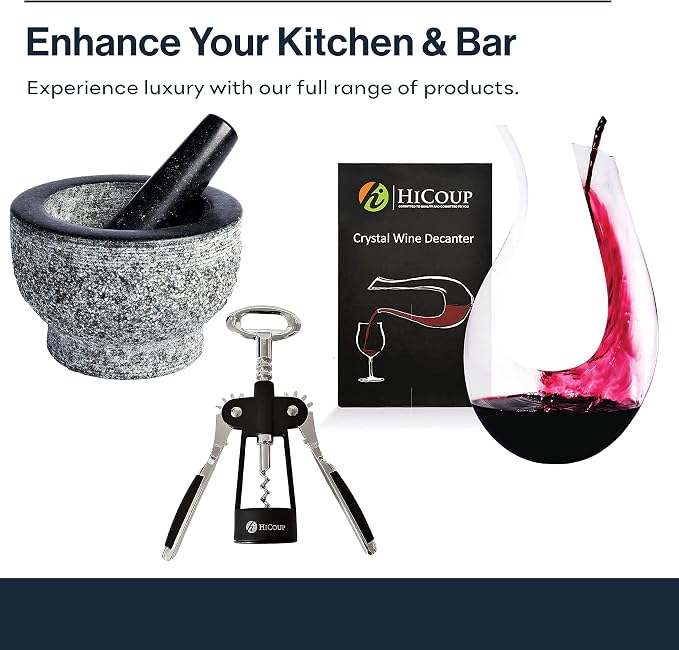 Hicoup Wine Opener - Professional Corkscrews for Wine Bottles w/Foil Cutter and Cap Remover - Manual Wine Key for Servers, Waiters, Bartenders and Home Use - Ebony Wood