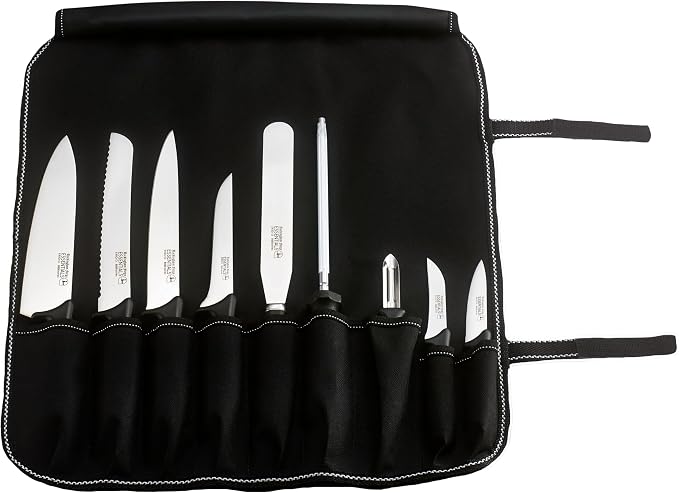 Rockingham Forge Essentials Professional Chef’s Knife Set – Contains 9 Kitchen Knives and 1 Knife Case,Black,CS-8007/10