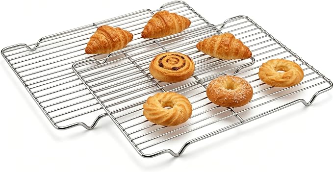 2-Pack Stainless Steel Cooling Racks for Baking and Roasting, Fits Quarter Sheet Pan, Oven Safe & Dishwasher Safe, Heavy Duty Baking Rack for Cookies, Meat, Cakes