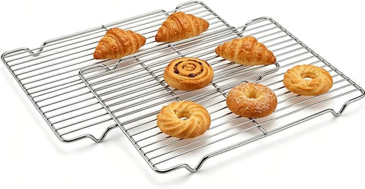 2-Pack Stainless Steel Cooling Racks for Baking and Roasting, Fits Quarter Sheet Pan, Oven Safe & Dishwasher Safe, Heavy Duty Baking Rack for Cookies, Meat, Cakes