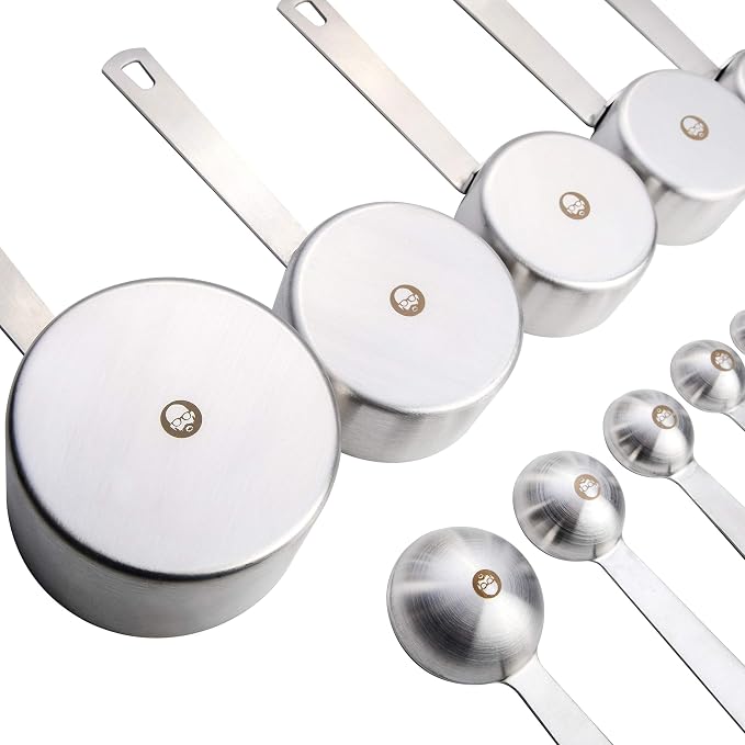 Babish 10-Piece Stainless Steel Measuring Cups and Spoons Set – Heavy-Duty, Rust-Resistant Baking and Cooking Measurement Tools