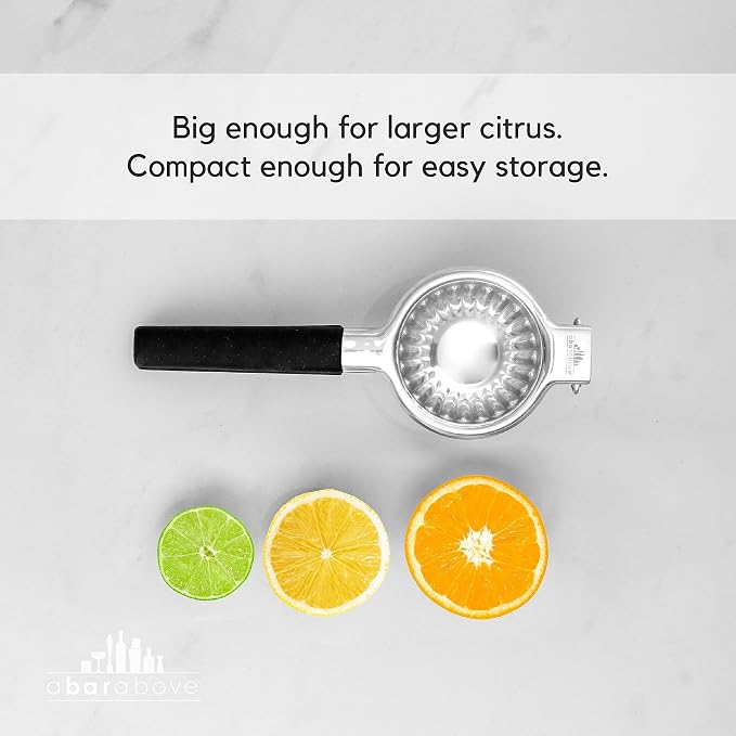 A Bar Above Hand Juicer, Hand Press Juicer For Cocktails, Heavy Duty Stainless Steel, Lemon Squeezer, Grapefruit Juicer Bowl, Dishwasher Safe Juice Press, Citrus Squeezer, Home Bars, Silver