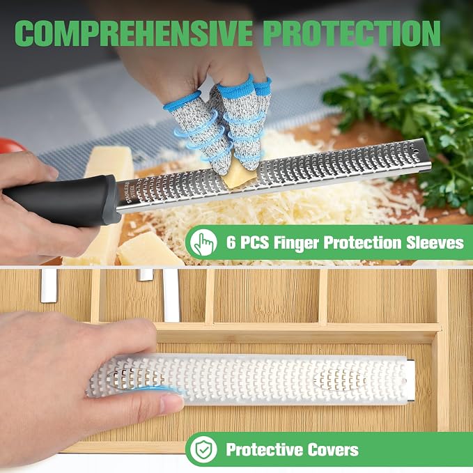 NEUTYPECHIC Cheese Grater, Lemon Grater, Stainless Steel, Zester Grater, Premium Zester Grater, Parmesan Grater, Dishwasher Safe, Garlic Grater with Protective Cover and Finger Protection, Nutmeg,