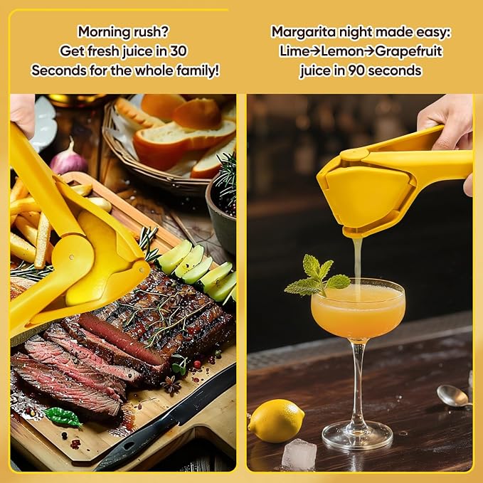 Manual Lemon Squeezer, Hand Lemon Squeezer, Durability and longevity, Easy to Use & Dishwasher Safe, Lemon Juicer, Citrus Juicer, Lemon Juicer Squeezer to Squeeze Lemons, Yellow, HomeyVenture