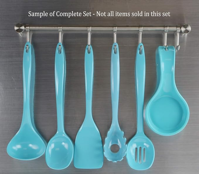 Spaghetti Spoon, Pasta Server, Fork with Ergonomic Handle, Heat Resistant, BPA Free,11.5 inch Melamine Utensil by Reston Lloyd, Aqua-Blue