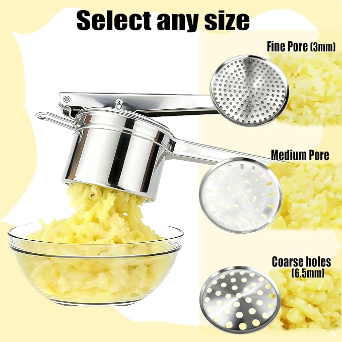 Potato Ricer Masher Stainess Steel: Heavy Duty Ricer for Mashed Potatoes for Home Kitchen - Kitchen Gadgets for Vegetable Garlic Food Press Cup- Housewarming Gift for Women Homeowner