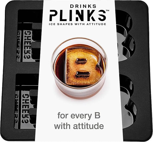 DRINKSPLINKS Custom Letter B Ice Cube Mold. Monogram Ice Cube Mold with Initials. Large Monogrammed Silicone Trays for Bourbon, Whiskey and Cocktails. Fun, Customized Gifts for Men and Women.