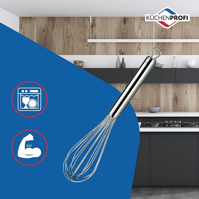 Küchenprofi Stainless Steel Whisk, Hand Whisk for Eggs, Batter, and Dough, Metal Whisk for Kitchen Use, 12 Inches