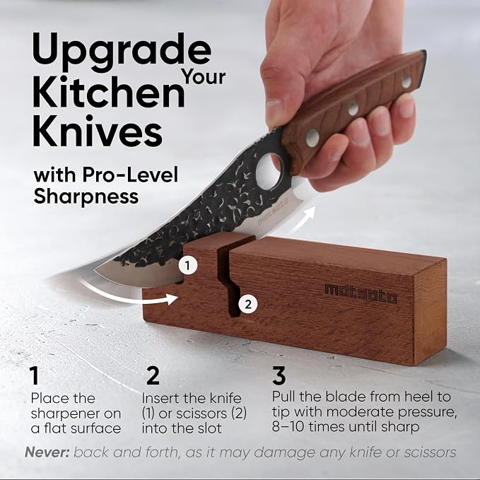Matsato Knife Sharpener – Chef & Pocket Knife Sharpener, Knives Blade Sharpening, Kitchen Gift for Men & Women, Afilador de Cuchillos, 7.09" x 1.97"