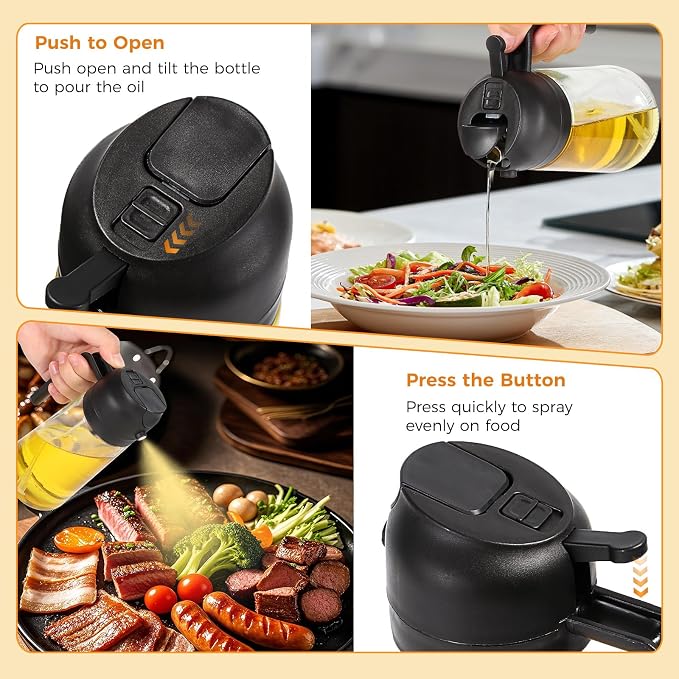 Blendura Oil Sprayer 2 in 1 for Cooking Oil, 470 ml Oil Spray Bottle, Oil Sprayer Can Oil Spray and Pour for Kitchen, Cooking, Grilling, Hot Air Fryer, Salad, Baking