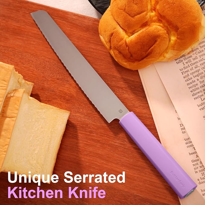 7.5" Serrated Bread Knife for Homemade Bread, AR-RPM9 Steel & Innovative Wavy Edge, Professional Serrated Knife for Sourdough Bread Cake, Gift for Baker Home Chefs