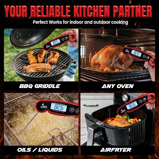 Digital Meat Thermometer with Backlight for Cooking | Instant Read, Waterproof Meat Thermometer | Grilling, BBQ, Smoker, Oven, Turkey and Kitchen