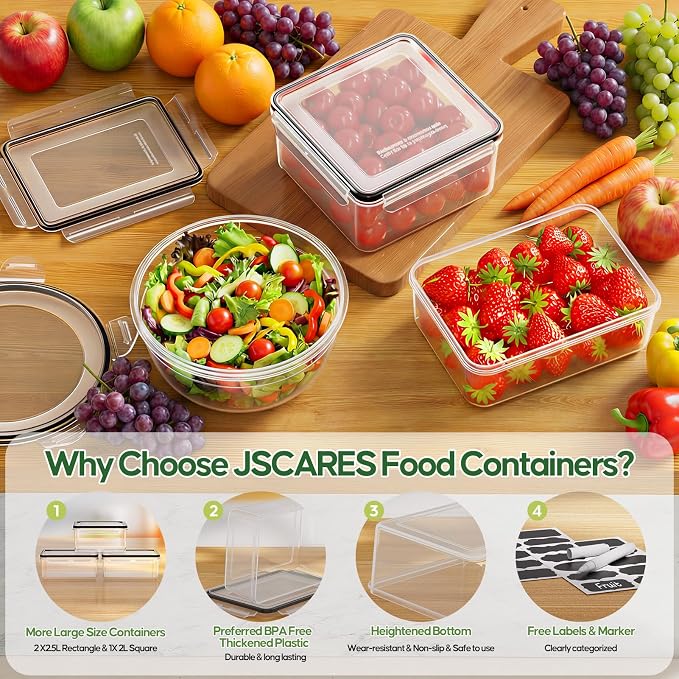 62 PCS Large Food Storage Containers with Lids (31 Lids & 31 Containers) | 85 OZ Airtight Reusable Plastic Leakproof Meal-Prep Container for Kitchen Storage Organization Microwave/Dishwasher Safe