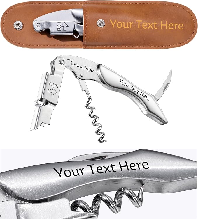 Fanery Sue Personalized Wine Opener - Custom Engraved Professional Corkscrews for Wine Bottles w/Foil Cutter and Cap Remover - Manual Wine Key