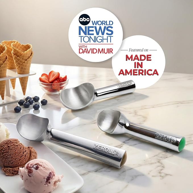 Zeroll, Size 10, in Silver 1010 Original Ice Cream Unique Liquid Filled Heat Conductive Handle Simple One Piece Aluminum Design Easy Release 20 Scoops per, 4-Ounce
