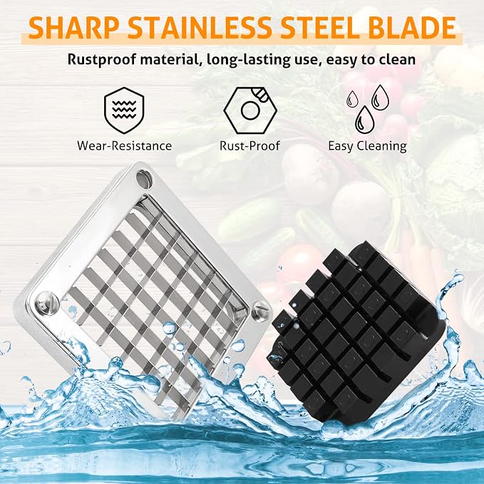 WICHEMI Replacement Chopper Blade 1/2" Blade Commercial Vegetable Chopper Stainless Steel Onion Chopper Dicer Blades and Pusher Block for Tomato Dicer French Fry Cutter