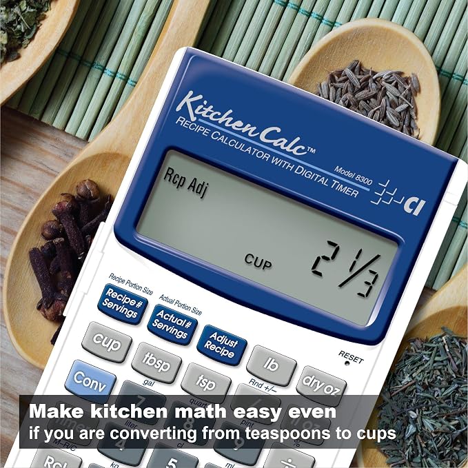Calculated Industries 8300 KitchenCalc Recipe Conversion and Culinary Math Calculator with Digital Timer for Chefs, Culinary Students, Home Cooks and Bakers | Scale Recipes, Menu Plans, Portion Sizes | For Chefs, Culinary Students, Home Cooks & Bakers,...