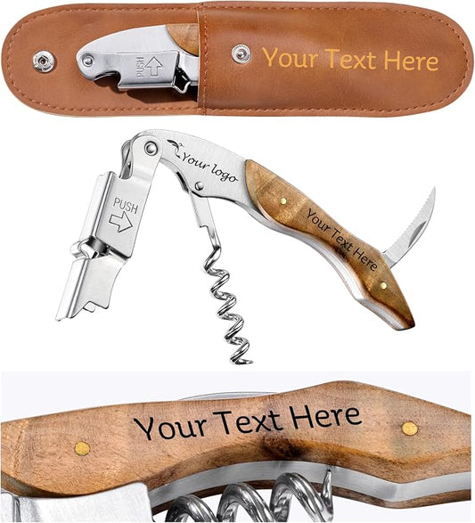 Fanery Sue Personalized Wine Opener - Custom Engraved Professional Corkscrews for Wine Bottles w/Foil Cutter and Cap Remover - Manual Wine Key