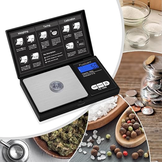 Fuzion Digital Pocket Gram Scale - 1000g/0.1g Small Food Scale Portable | Easy of Use, LCD Display, Tare Function, 6 Modes Ounces Grains, Batteries Included, Travel Food Scale