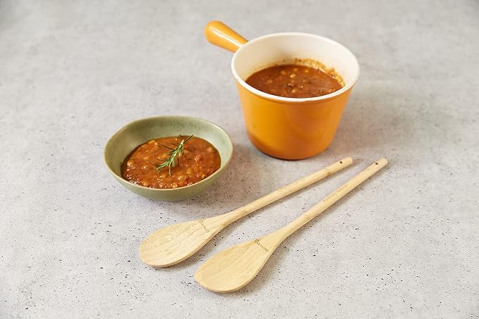 Culinare Naturals C70019 2 Piece Wooden Spoon, Sustainable Bamboo, (L) 310 mm x (W) 60 mm, Kitchen Cooking Spoon Utensils/Tools, Includes 2 x Long Wood Spoons, Not Dishwasher Safe