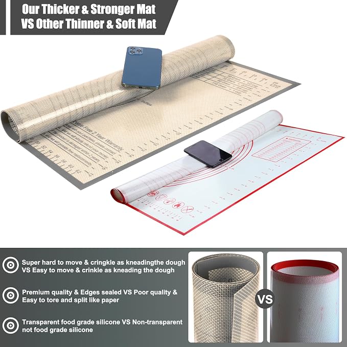 Silicone Pastry Mat 34X26 inch Baking mat Perfect for Dough, Pastry, Pie Crust, Fondant, Cookies, Bread, Pasta/Pizza,Pastry Board, Kitchen Counter Mat