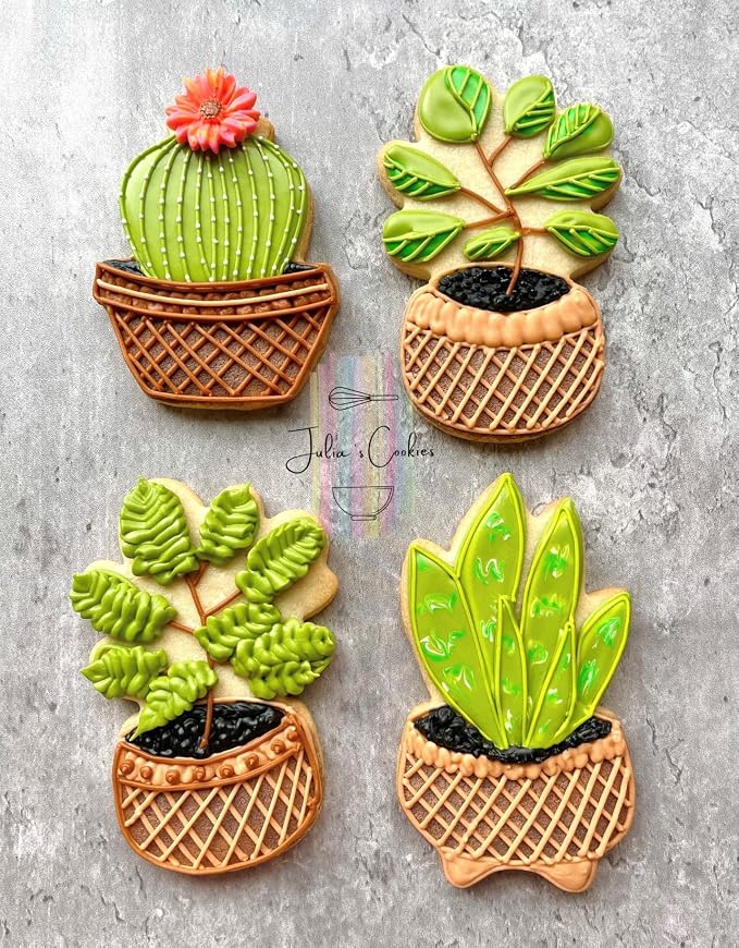 Ann Clark 3-Pc. Houseplant Cookie Cutter Set, Made in USA, Fiddle Leaf Fig, Snake Plant, Prickly Pear Cactus