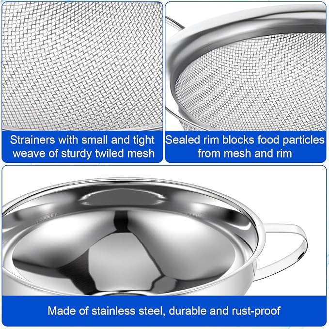 4 Pieces Stainless Steel Funnels with Fine Mesh Strainer, Canning Funnels for Narrow Wide and Regular Filling Mason Jars, 1.5 Inch/2.1 Inch Stainless Steel Funnel for Kitchen Use