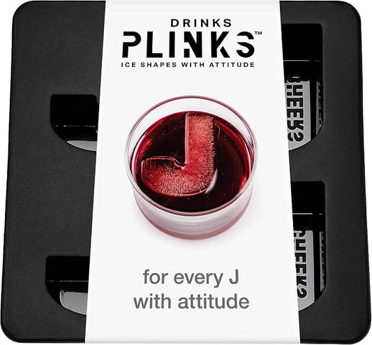 DRINKSPLINKS Custom Letter J Ice Cube Molds. Monogram Ice Cube Mold with Initials. Large Monogrammed Silicone Trays for Bourbon, Whiskey and Cocktails. Fun, Customized Gifts for Men and Women.