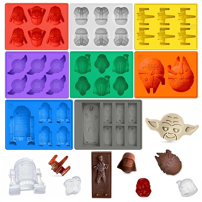 8-Piece Sci-Fi Silicone Molds Set - Flexible Space Ice Cube Trays for Easter Brunch and Patio Drinks, Candy, Chocolate, Gelatin | Nonstick Reusable, Dishwasher Safe, Hot & Cold Temperatures Resistant