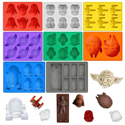 8-Piece Sci-Fi Silicone Molds Set - Flexible Space Ice Cube Trays for Easter Brunch and Patio Drinks, Candy, Chocolate, Gelatin | Nonstick Reusable, Dishwasher Safe, Hot & Cold Temperatures Resistant