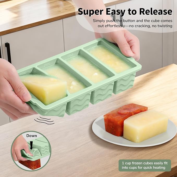 Doasuwish 3-Pack Silicone Freezer Trays with Lid,2 Large 2-Cup(500ml)&4 Medium 1-Cup(250ml)&6 Small 1/2-Cup(125ml) Soup Freezer Container Molds,Ice Cube Tray For Meal Prep&Freezing Soup,Stews,Sauces