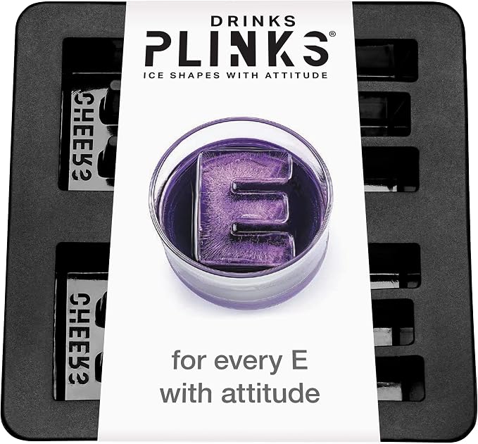 DRINKSPLINKS Custom Letter E Ice Cube Molds. Monogram Ice Cube Mold with Initials. Large Monogrammed Silicone Trays for Bourbon, Whiskey and Cocktails. Fun, Customized Gifts for Men and Women.