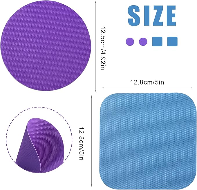 LUTER 4pcs Jar Opener Gripper Pad for Seniors with Weak Hands, Rubber | Multi-function Silicone Bottle Opener Lid Cap Rubber Gripper Pads Kitchen Coasters Gadgets, Blue, Purple