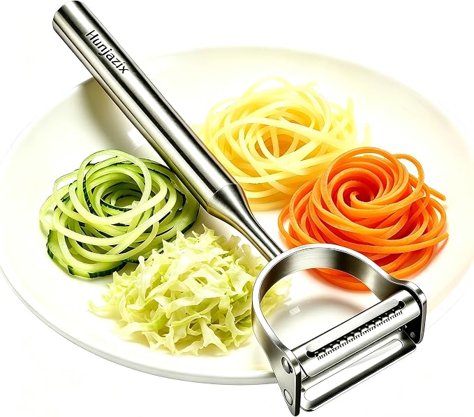 Stainless Steel Vegetable Peeler, Multifunctional 2-in-1 Double Sided Julienne Peeler, Straight Blade for Peeling, errated Blade for Shredding, Fruit and Vegetable Tool for Home Kitchen