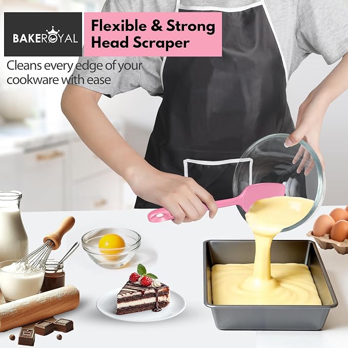 BakeRoyal Silicone Spatulas Set - Pink