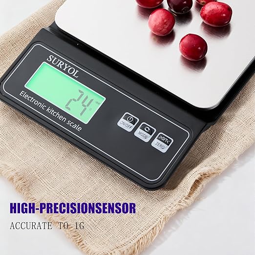 Digital Food Scale 0.5g/0.1oz Kitchen Scale - 11lb 5 Units Tempered Glass & Stainless Steel - Food Weight Scale Grams and Ounces for Cooking, Baking
