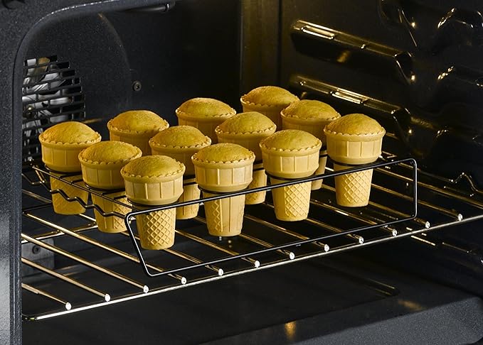 Nifty Ice Cream Cone Cupcake Baking Rack – Holds up to 12 Medium & Large Cupcake Cones, Non-Stick, Dishwasher Safe, Use for Baking, Cooling & Serving Treats