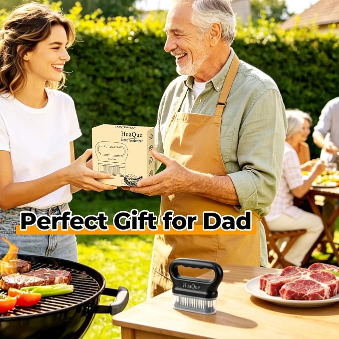 Meat Tenderizer, 48 Stainless Steel Needle Blade, Cleaning Brush and Safety Helmet, Used to Tenderize Steak, Chicken, Perfect for Family BBQs, Great Cooking Gift for Dad, Mom, Husband, Wife