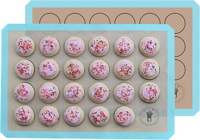 Macaron Baking Mat Silicone Non Stick, Full Sheet Reusable Pack of 2 Blue | Non-Stick Macaron Mat for Perfect Baking, Dishwasher & Oven Safe, For Macarons, Cookies, Bread and More, 16x24” (40x60cm)