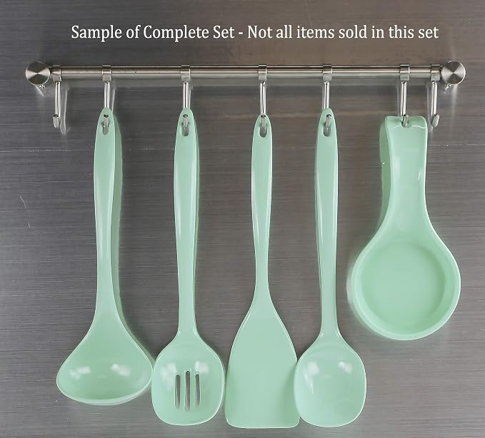 Reston Lloyd Cooking Spoon for Serving, Basting, Mixing, Heat Resistant, BPA Free Melamine 11 inch Utensil with Ergonomic Handle, Set of 6, Seafoam