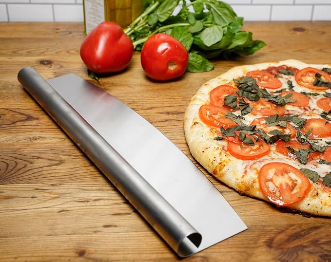 RSVP International Endurance® Rocker Style Stainless Steel Pizza Cutter, 14" | Sharp & Versatile Cutter | Chop & Slice Cakes & Pizzas with Ease | Dishwasher Safe