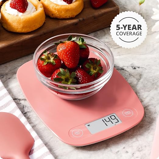 Greater Goods Food Scale – Digital Kitchen Scale, 1g Precision, Easy-Tare & Quick Conversion, Slim Compact Design, Durable & Portable | Ideal for Cooking, Baking & Meal Prep (Coral Pink)