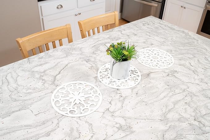 GASARE, Extra Large, Thick, 10" Silicone Trivets for Hot Dishes, Pots, and Pans, Hot Pads for Countertops, Flexible, Dishwasher Safe, 10 x ¼ Inches, Set of 3, White