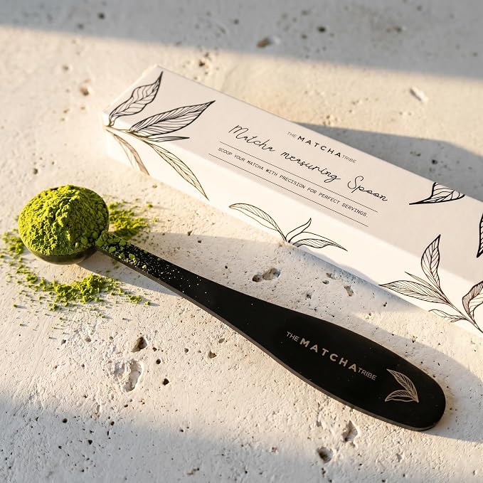 Black Matte Stainless Steel 1 Gram (1/2 Teaspoon) Matcha Measuring Spoon for Perfect Matcha Lattes.