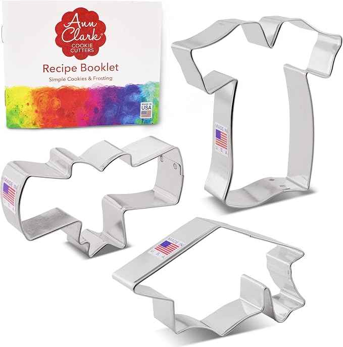 Ann Clark Graduation Cookie Cutters 3-Pc. Set, Made in the USA, Graduation Cap, Diploma, Gown
