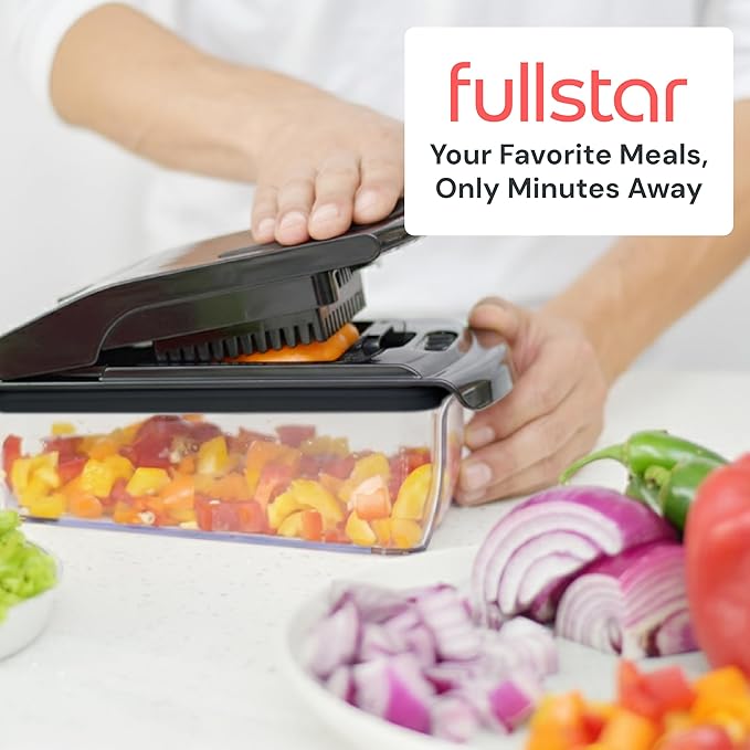 Fullstar The Original Pro Chopper - Vegetable Chopper and Dicer, Food Chopper with Container, Fruit Cutter, Kitchen Gadgets & Gifts, Home Essentials (2 in 1, Black)