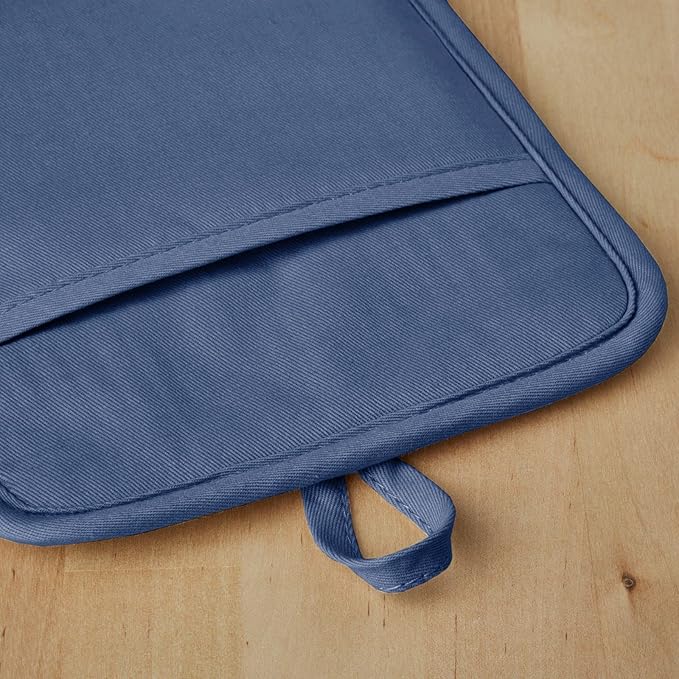 KitchenAid Ribbed Soft Silicone Pot Holder 2-Pack Set, Blue Willow, 7"x9"