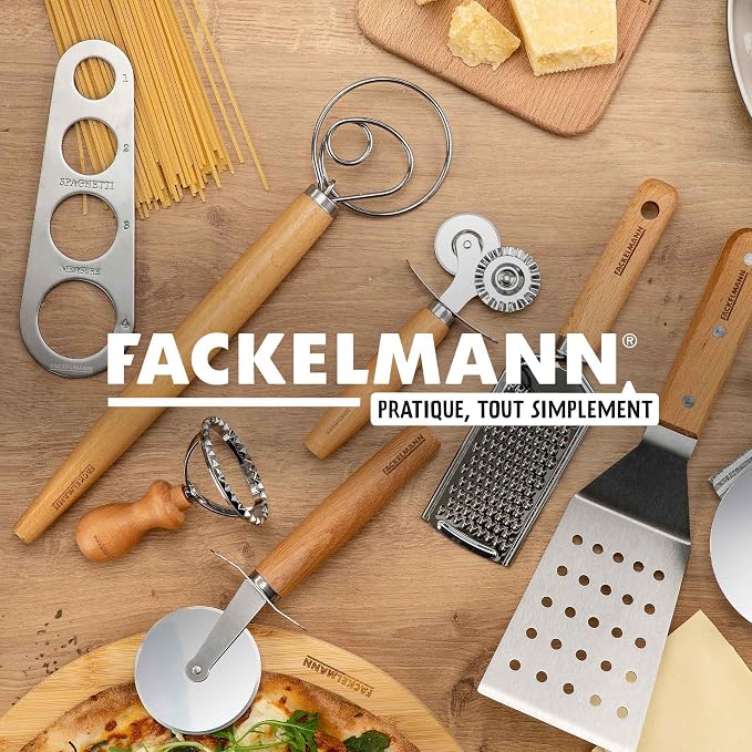 Fackelmann Pizza Cutter for Pizza and Tarte Flambée - Pizza Wheel with Sharp Stainless Steel Blade - Pizza Roller with Ergonomic Beech Wood Handle - Approx 21cm