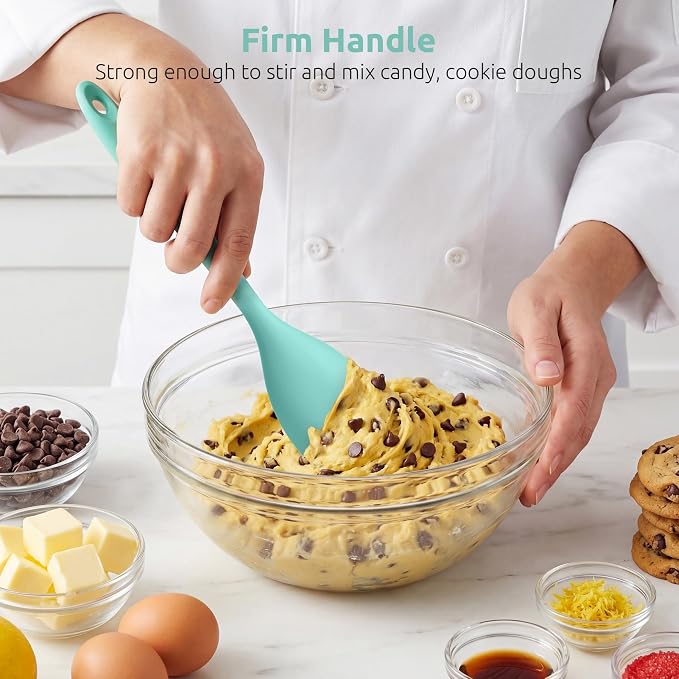 600ºF Heat Resistant Spatula Spoon: U-Taste Flexible Silicone Cooking Scoop Spoonula, Serving Mixing Scraping Food in Non-Stick Pan Cookware, Seamless Multifunctional Kitchen Utensil (Aqua Sky)