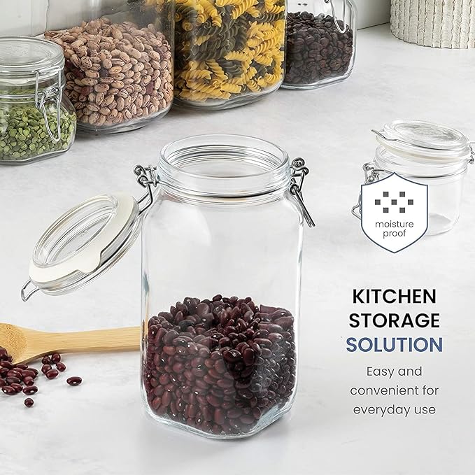 Bormioli Rocco Fido Jar - 1.5L (50.75 oz) - Clear | BPA-Free, airtight large container, ideal for candies, pasta, or decorative accents, italian glass jar construction